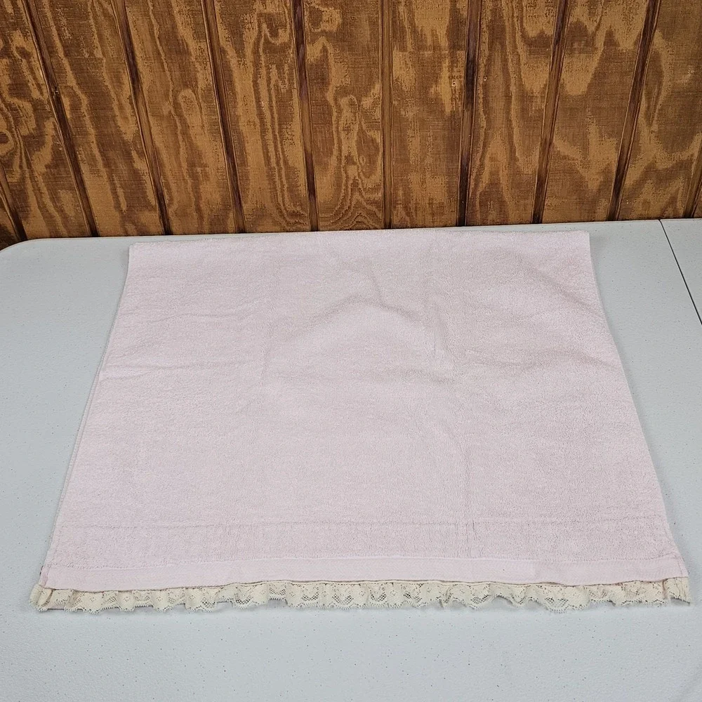 St Marys Vtg 4pc Towel Set Light Pink Lace Embroidered Bath Hand Washcloth